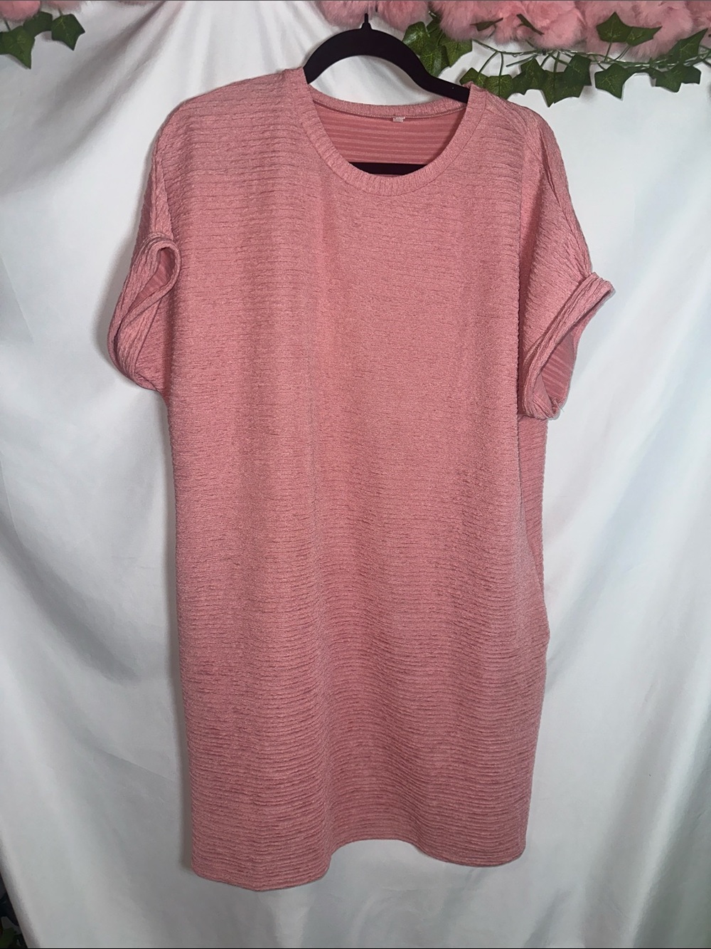 Source Unknown Pink Textured Midi Dress